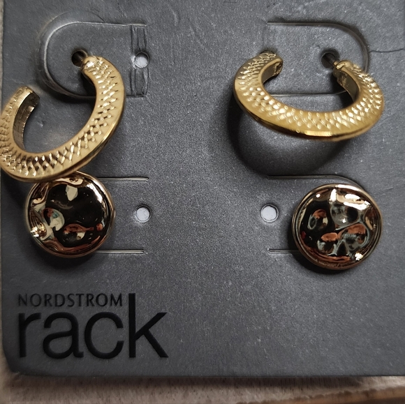 Nordstrom Jewelry - NORDSTROM RACK Gold Tone Nickel Free Piercing Earrings Pack New
